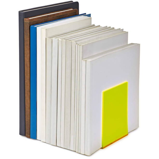 Boekensteun MAUL 10x10x13cm acryl set 2 neon geel transparant