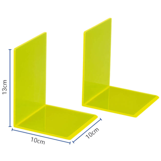 Boekensteun MAUL 10x10x13cm acryl set 2 neon geel transparant
