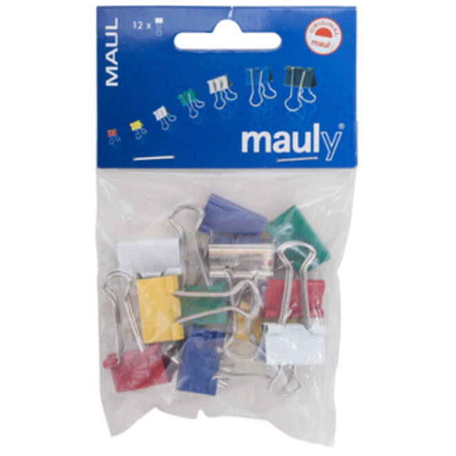 Papierklem MAUL 215 foldback 19mm capaciteit 7mm assorti