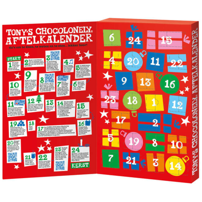 Chocolade Tony's Chocolonely Kerst big Tiny calendar 225gr assorti