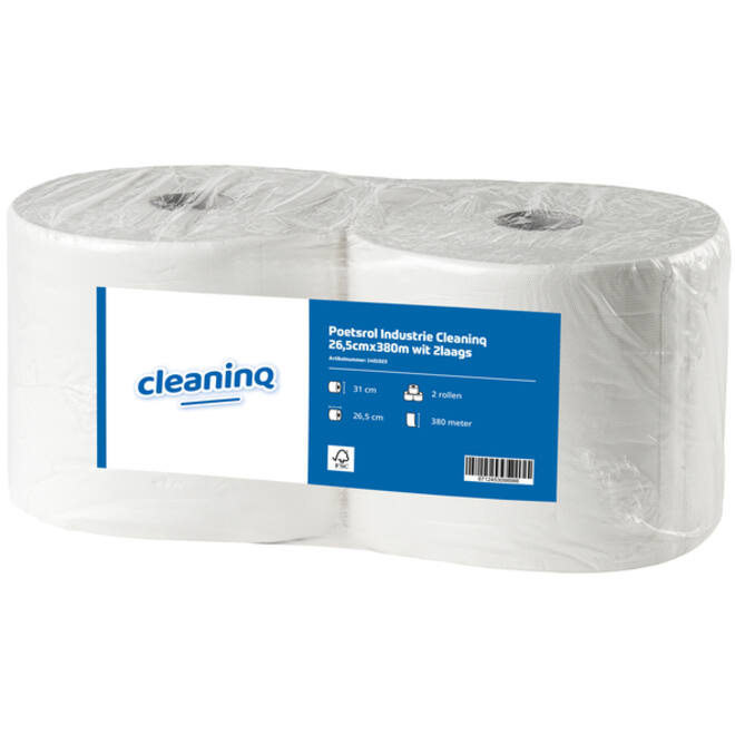 Poetsrol Industrie Cleaninq 26,5cmx380m wit 2l