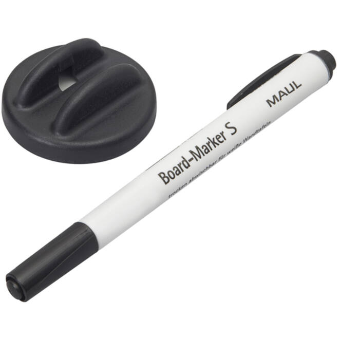 Whiteboardwisser MAUL met whitebordstift zwart magnetisch