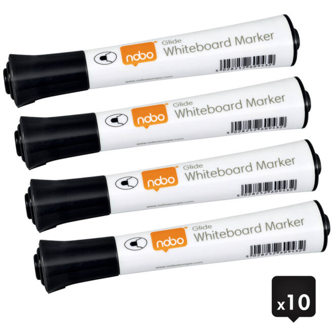 Viltstift Nobo whiteboard Glide rond zwart 2mm