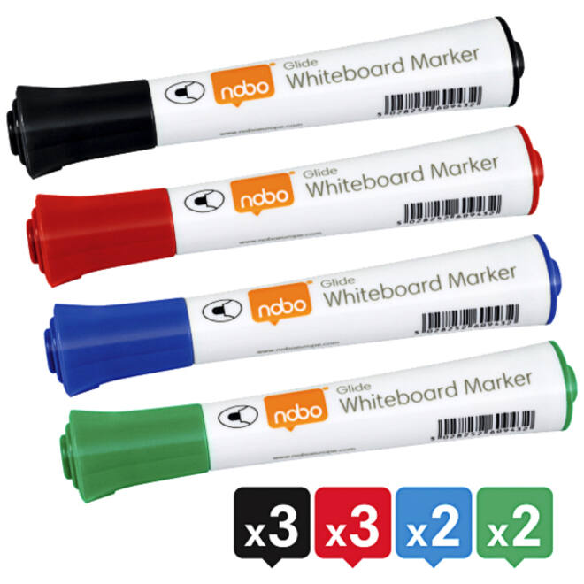 Viltstift Nobo whiteboard Glide rond assorti 2mm 10st