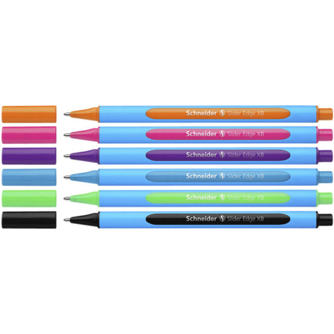 Balpen Schneider Slider Edge extra breed assorti etui à 6 stuks