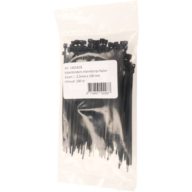 Inbindstrips IEZZY nylon 2.5x100mm D 20.5mm zwart