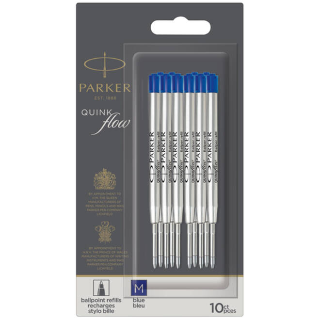 Balpenvulling Parker Quinkflow medium blauw blister à 10 stuks