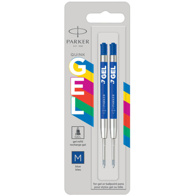 Gelschrijvervulling Parker Quink Economic medium blauw blister à 2 stuks