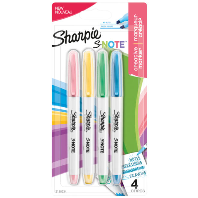 Markeerstift Sharpie S-note assorti blister à 4 stuks