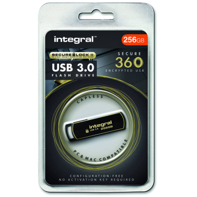 USB-stick Integral 3.0 Secure 360 256GB zwart