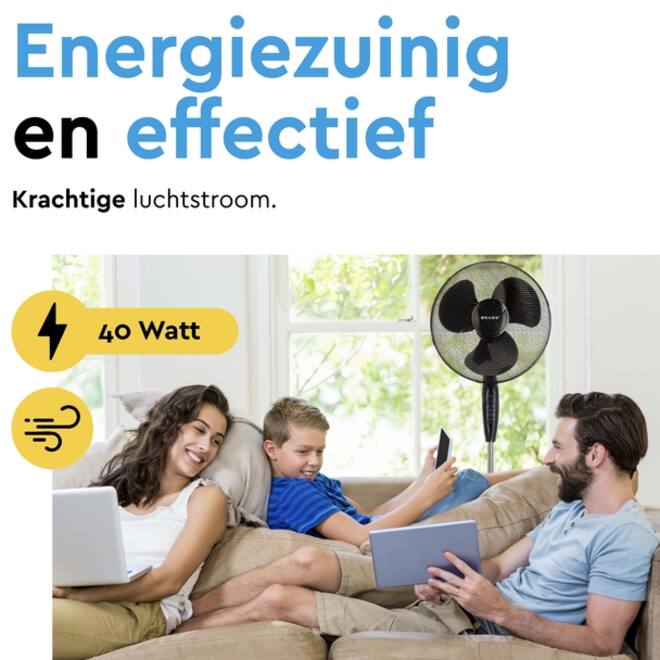 Statiefventilator BRASQ met remote Ø 40cm zwart