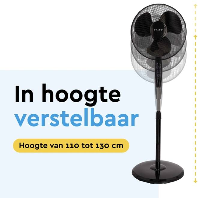 Statiefventilator BRASQ met remote Ø 40cm zwart