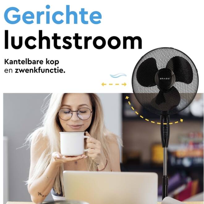 Statiefventilator BRASQ met remote Ø 40cm zwart