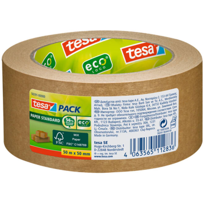 Verpakkingstape tesapack® Papier Standard ecoLogo 50mx50mm bruin
