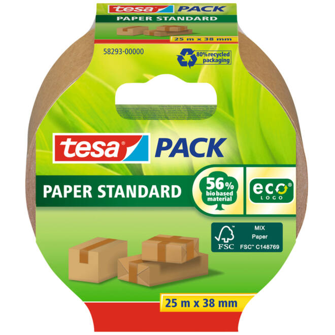 Verpakkingstape tesapack® Papier Standard ecoLogo 25mx38mm bruin