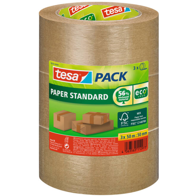 Verpakkingstape tesapack® Papier Standard ecoLogo 50mx50mm bruin bundel