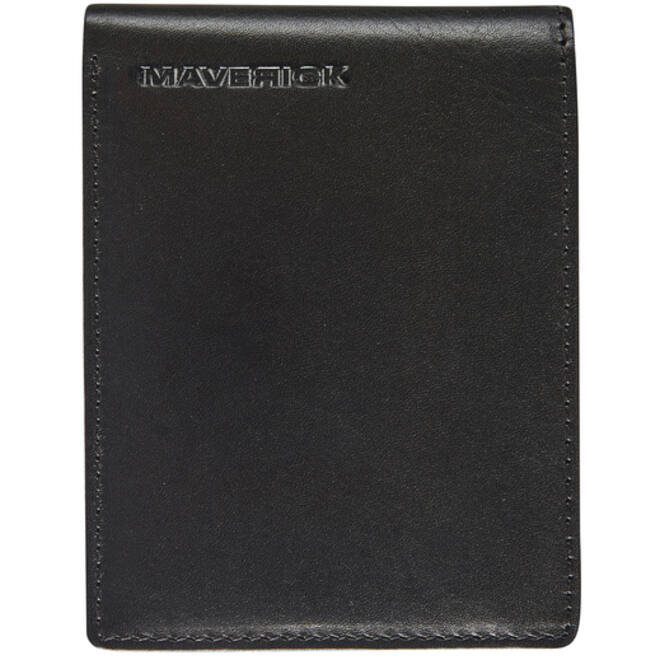 Portemonee Maverick All Black compact met kleingeldvak RFID leer zwart