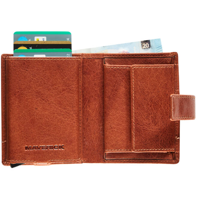 Kaarthouder Maverick Rough Gear compact RFID leer cognac