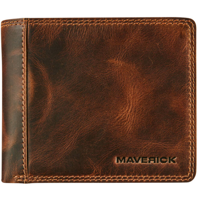 Portemonee Maverick The Original met kleingeldvak RFID leer bruin