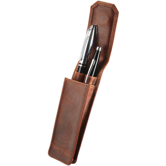 Pennenetui Maverick The Original 2delig leer bruin
