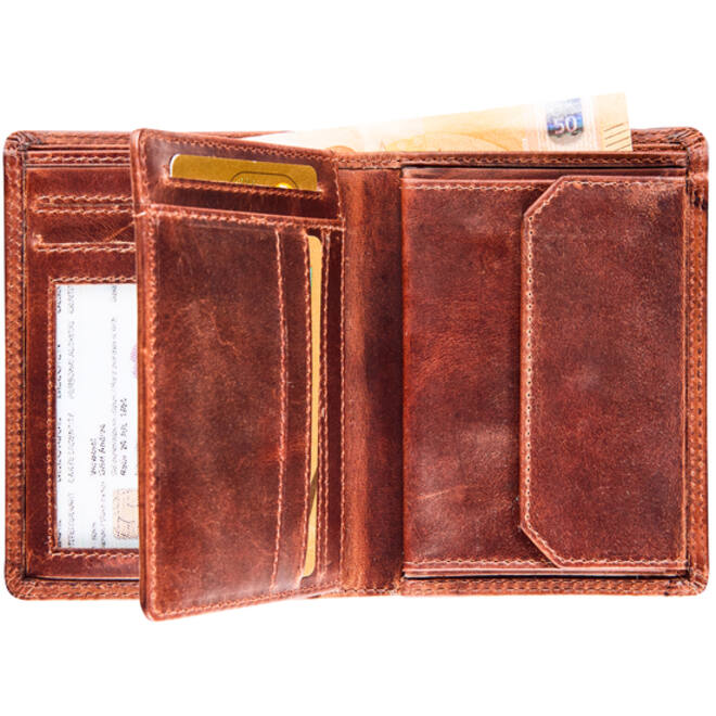Portefeuille Maverick The Original met kleingeldvak RFID leer bruin