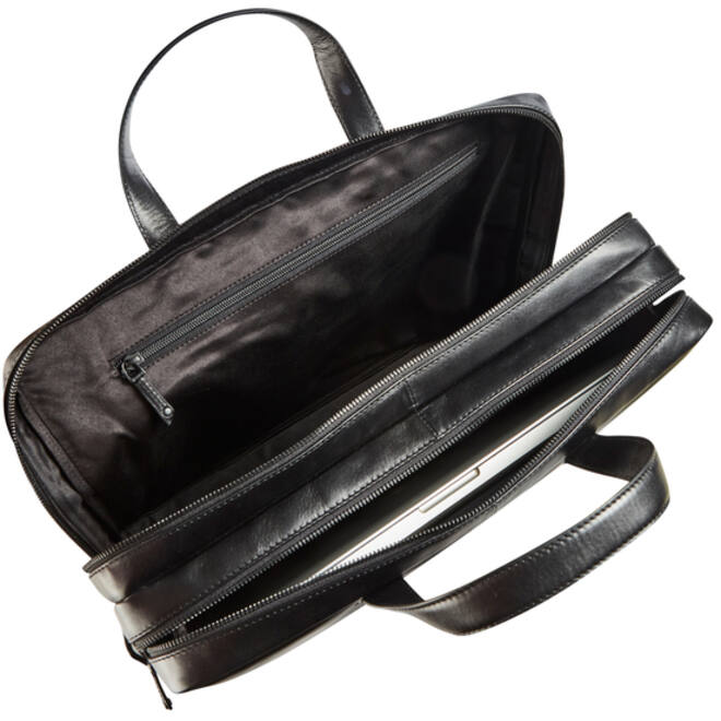 Businesstas Maverick All Black met laptopvak 15,6" leer zwart
