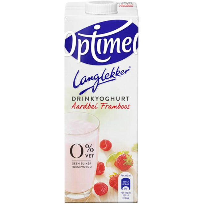 Drinkyoghurt Optimel Langlekker aardbei framboos 1liter