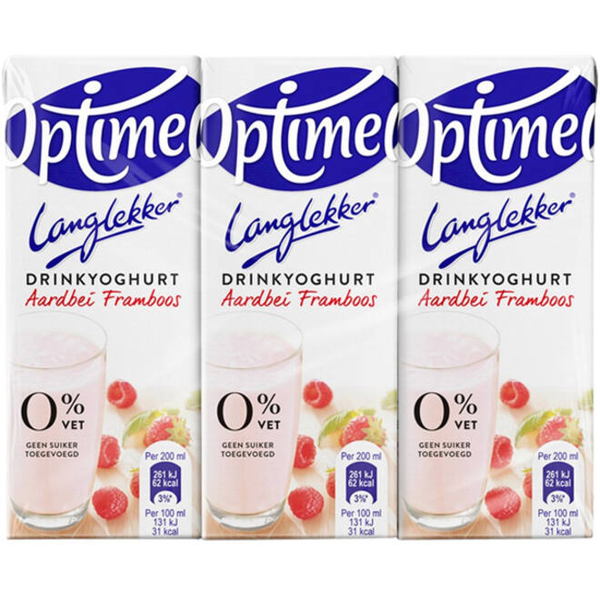 Drinkyoghurt Optimel Langlekker aardbei framboos 20cl