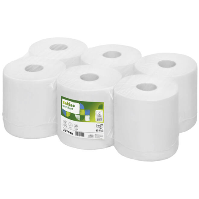 Poetspapier Satino Comfort CF1 centerfeed 1-laags 300m wit 317040