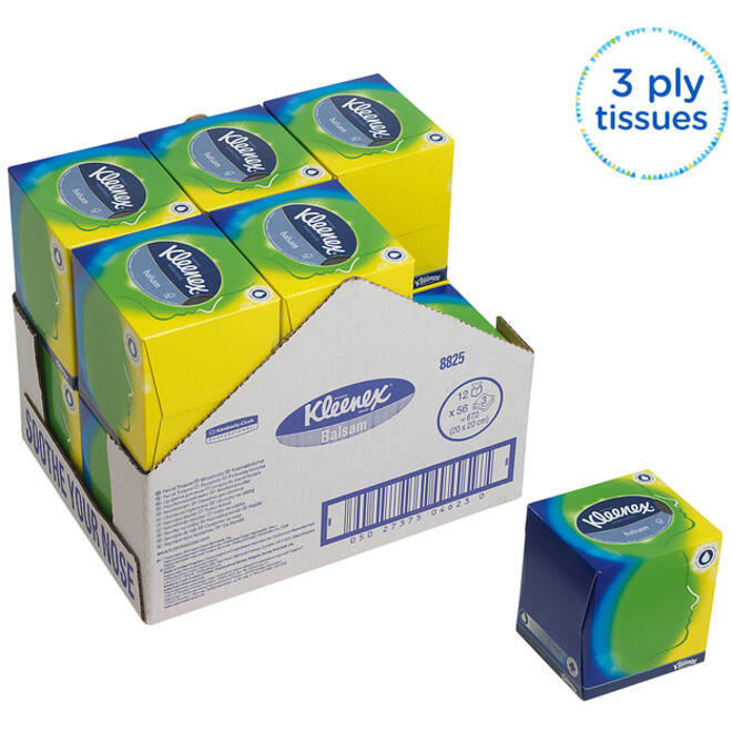 Facial tissues Kleenex kubus 3-laags 56stuks wit 8825