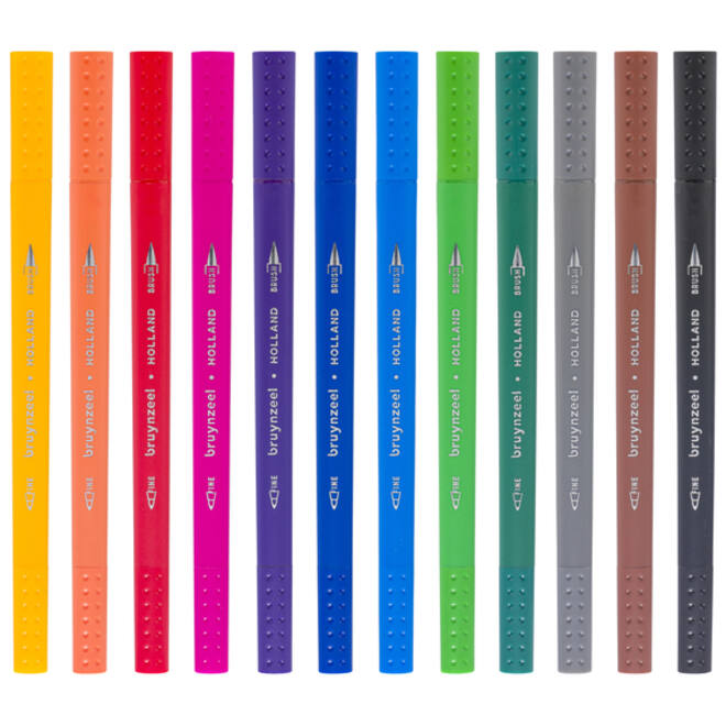 Fineliner Brush pen Bruynzeel Creatives set 12 kleuren