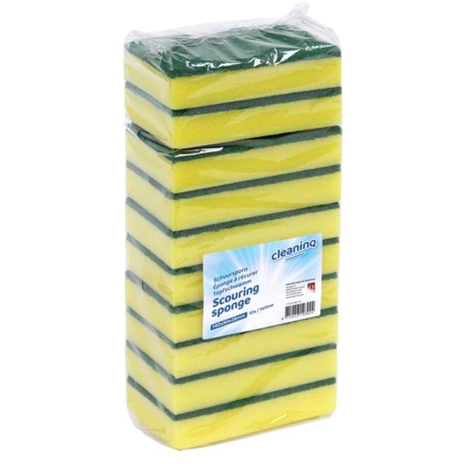 Schuurspons Cleaninq 140x90x28mm geel/groen