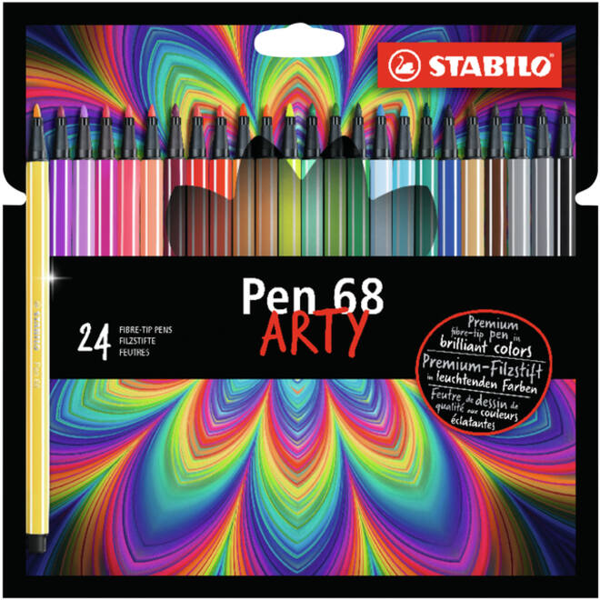 Viltstift STABILO Pen 68/24 Arty medium assorti etui à 24 stuks