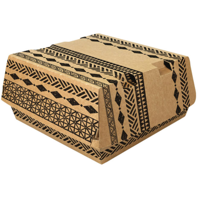 Hamburgerdoos Maori 115x110x70mm karton bruin 320stuks