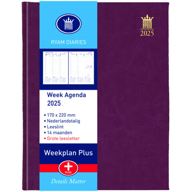 Agenda 2027 Ryam Weekplan Plus Mundior groot letter 7dagen/2pagina's assorti
