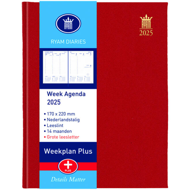 Agenda 2027 Ryam Weekplan Plus Mundior groot letter 7dagen/2pagina's assorti