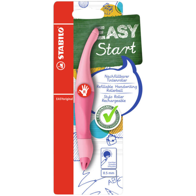 Rollerpen STABILO Easyoriginal rechts M pastel poederroze blister