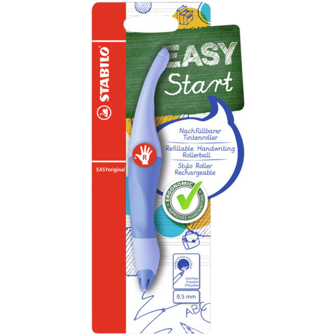 Rollerpen STABILO Easyoriginal rechts M pastel luchtig blauw blister