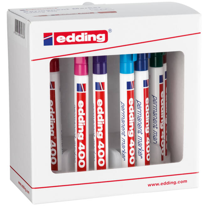 Viltstift edding 400 rond 1mm met houder assorti set à 10 stuks