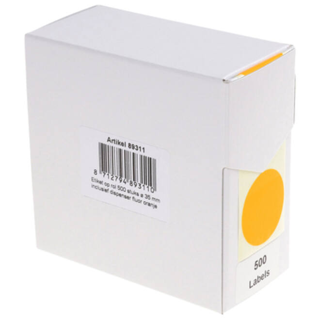 Etiket Rillprint 35mm 500st op rol fluor oranje