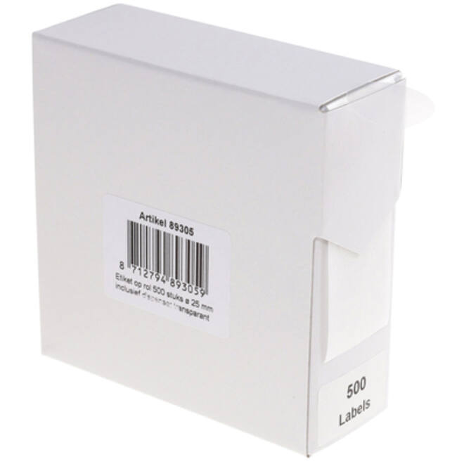 Etiket Rillprint 25mm 500st op rol transparant