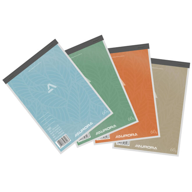 Schrijfblok Aurora A5 lijn 100 vel 60gr assorti