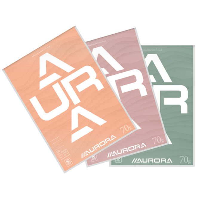Schrijfblok Aurora A4 lijn 100 vel 70gr assorti