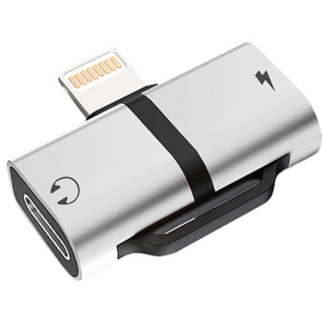 Adapter Lightning naar 2 x Lightning grijs