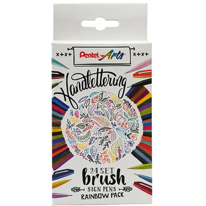 Brushpen Pentel Sign SES15C Rainbow assorti set à 24 stuks