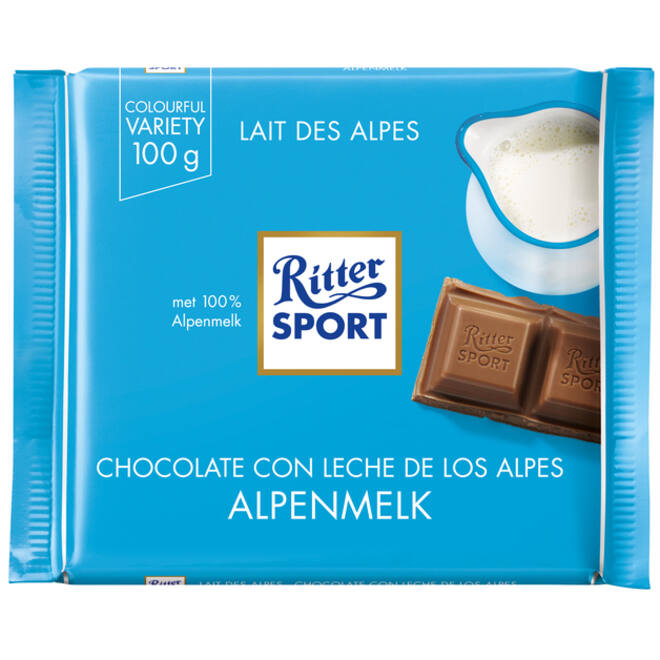 Chocolade Ritter Sport alpenmelk 100gr