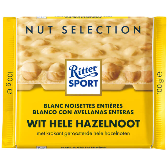 Chocolade Ritter Sport wit-hele hazelnoot 100gr
