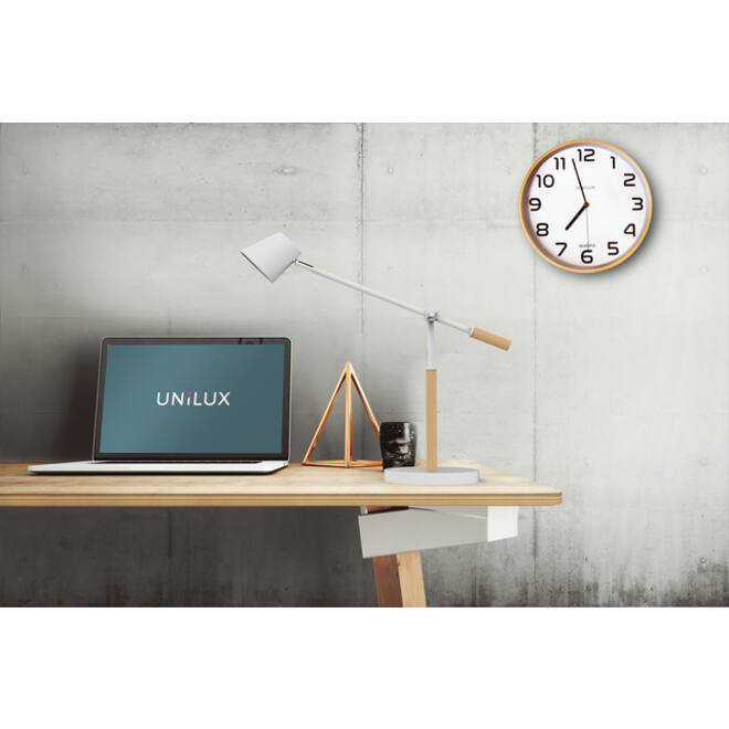 Bureaulamp Unilux Vicky led hout wit