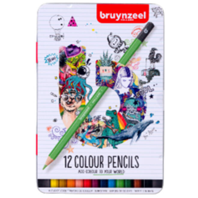 Kleurpotlood Bruynzeel wit blik 12 stuks