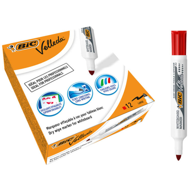 Viltstift Bic Velleda 1711 whiteboard rond large rood
